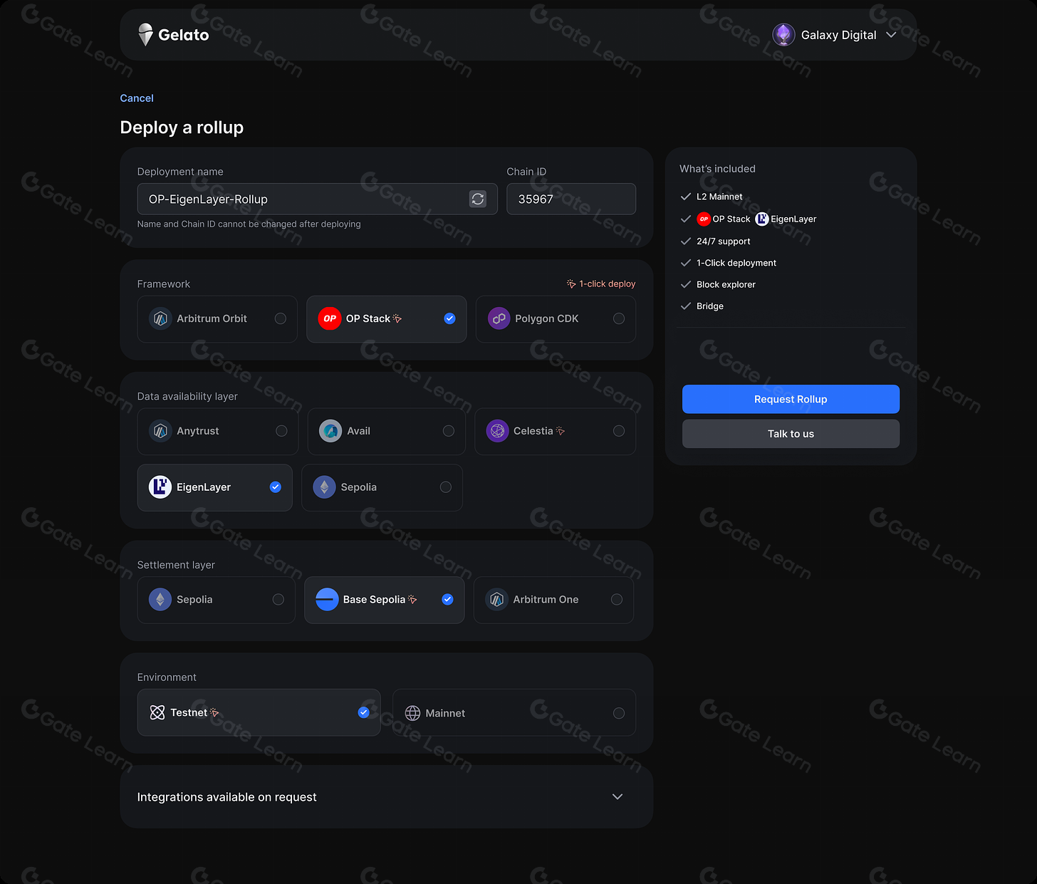 monitoring blockchain rollup deployment dashboard on no-code platform