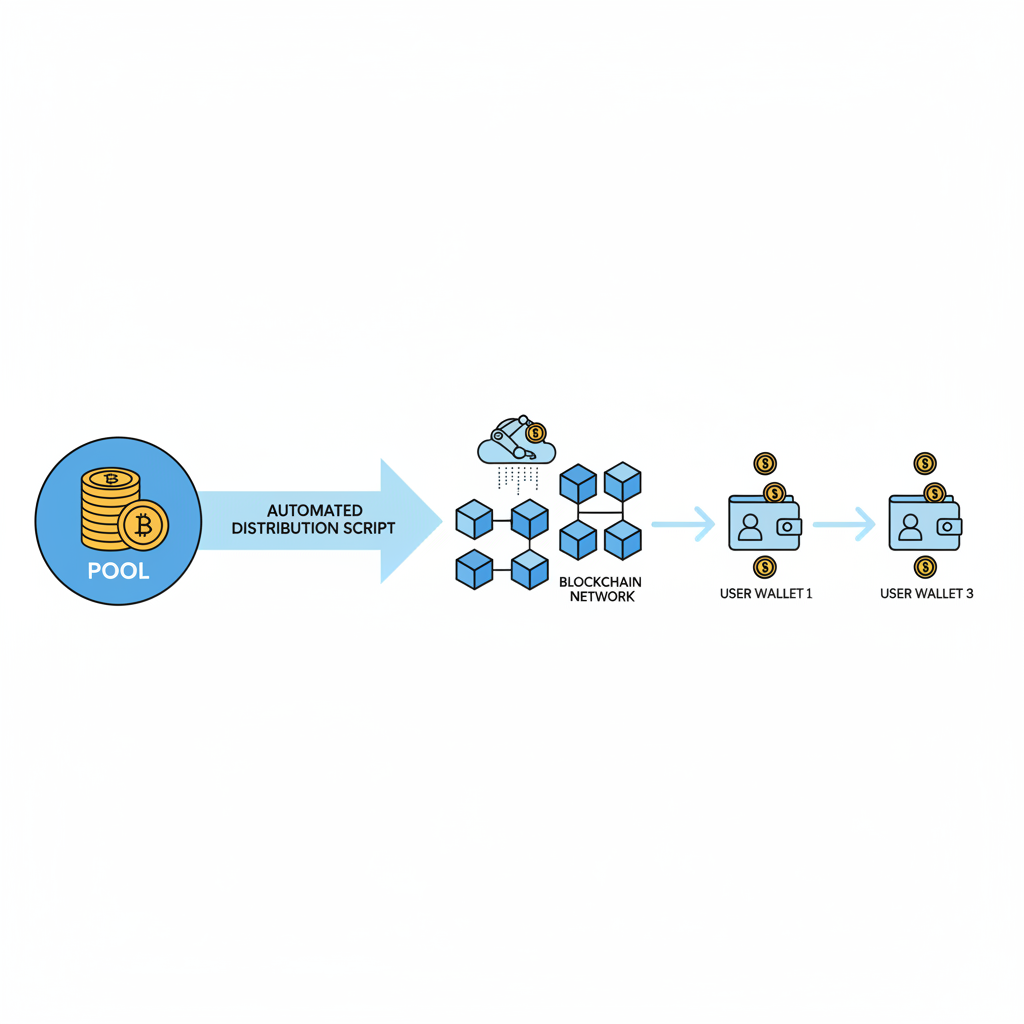 automated coin distribution from pool to user wallets on blockchain