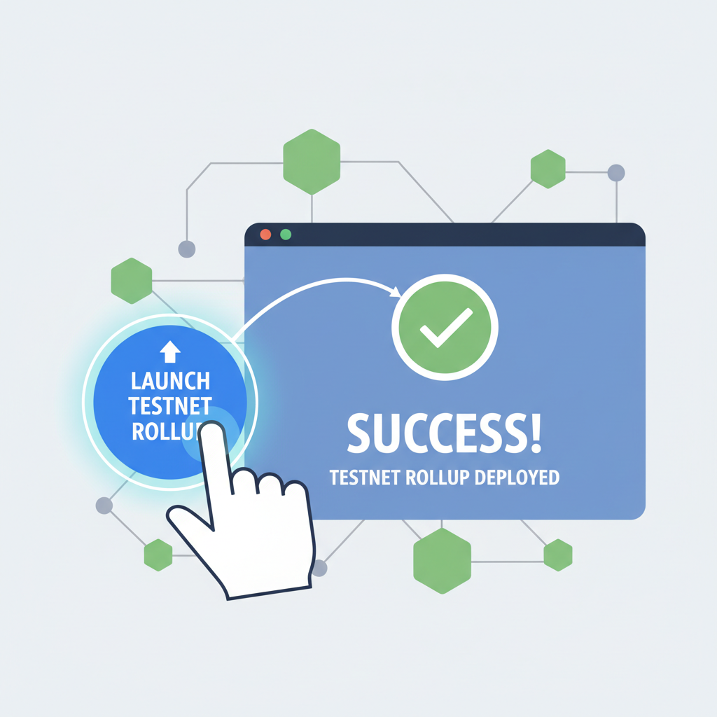 button click launching testnet rollup success screen blockchain network