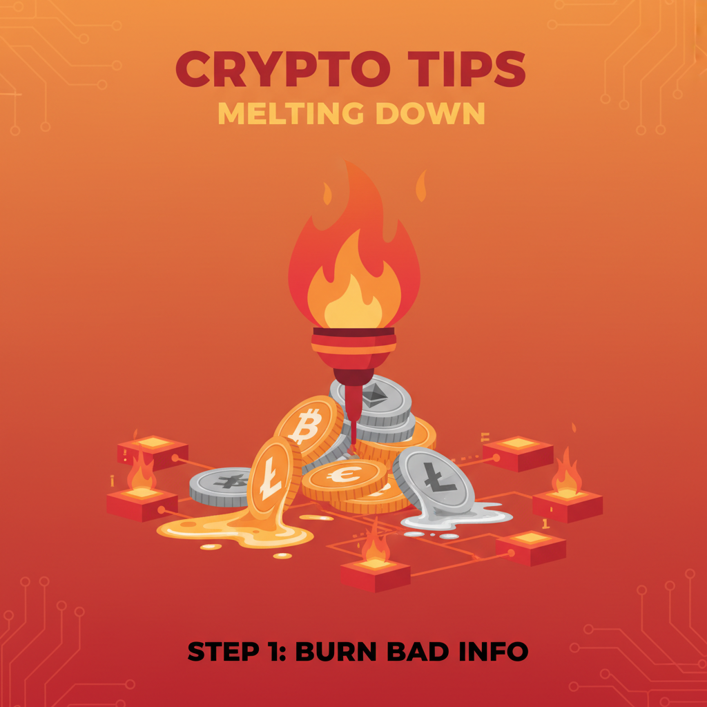 /imagine prompt: flame burning crypto tips coins melting blockchain fire effects, red orange glow, simple animation style --ar 16:9 --v 6