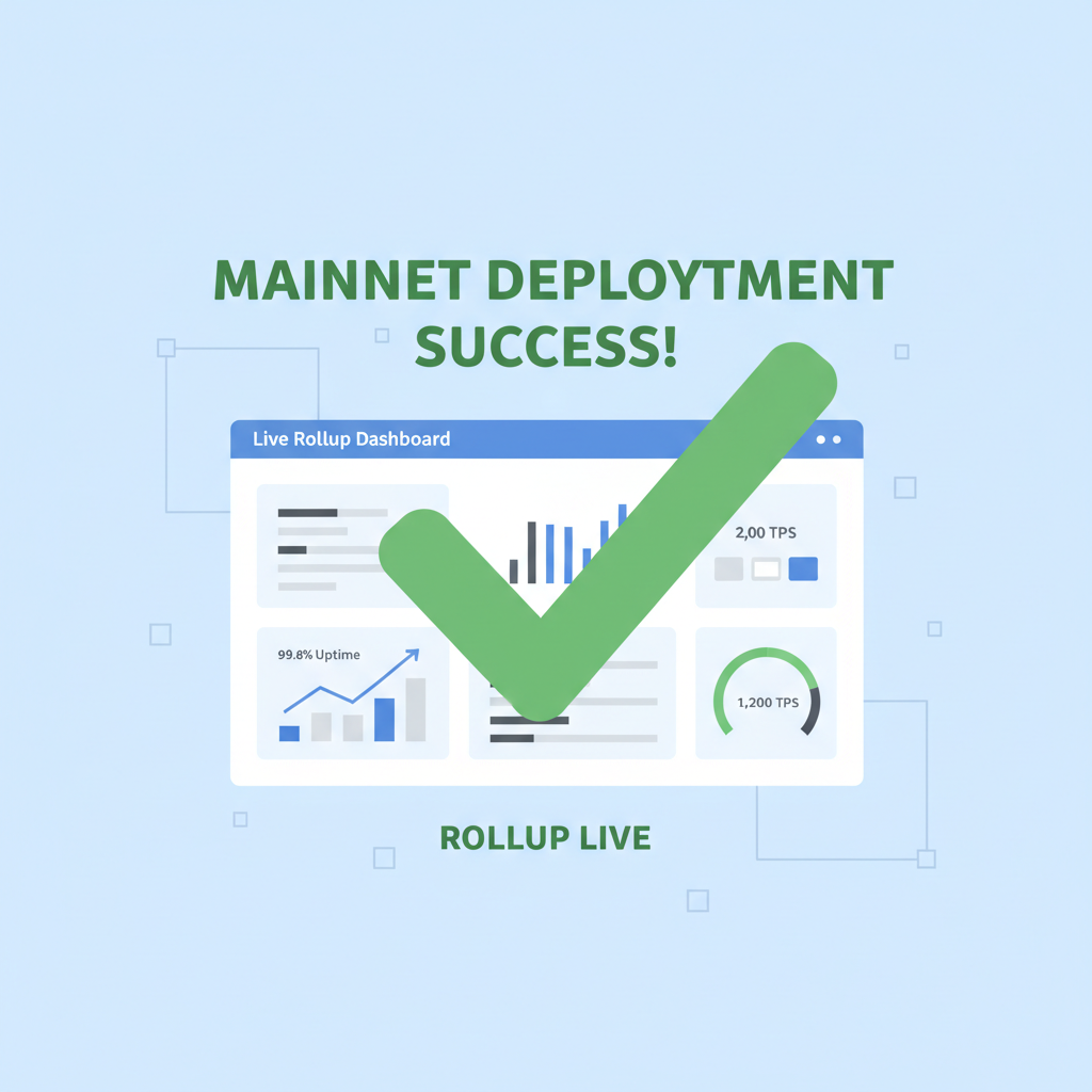 mainnet deployment success green checkmark live rollup dashboard metrics
